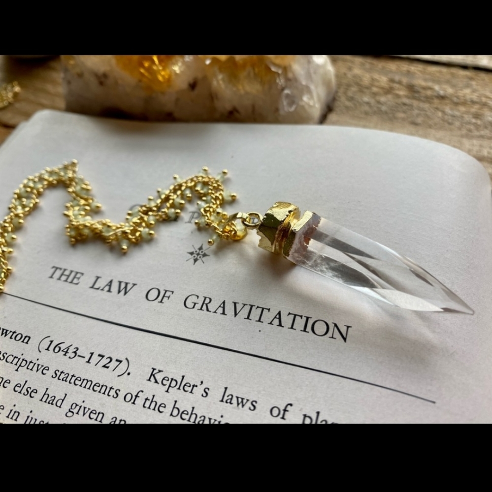 Boho Clear Crystal 22KGP Spike Necklace - Picture 3 of 15